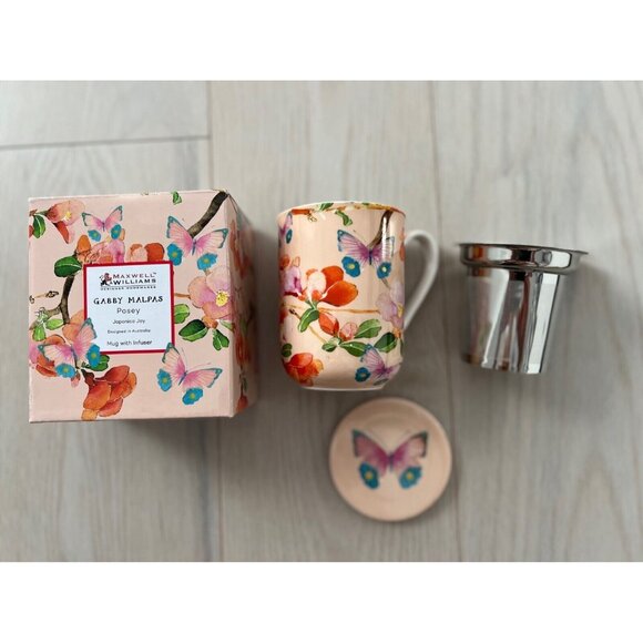 Maxwell Williams x Gabby Malpas Posey Mug With Infuser 340ML Japonica - Picture 1 of 5